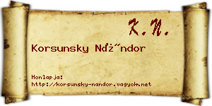 Korsunsky Nándor névjegykártya